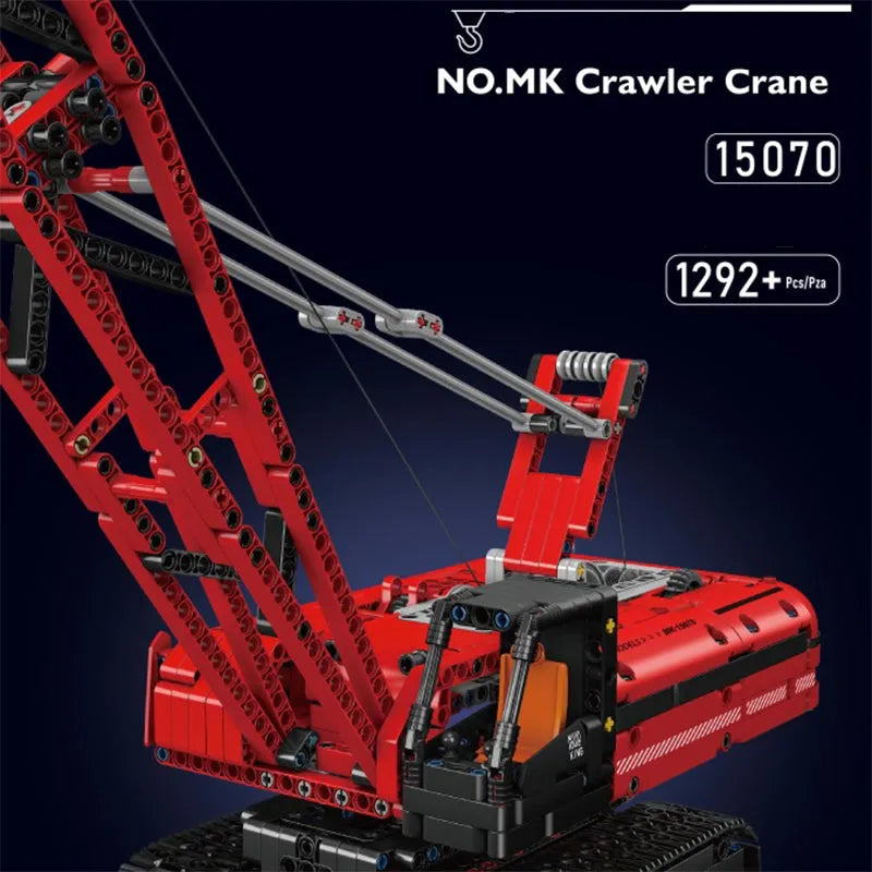 Mould King MOC Building Block Set: Motorized Red Crawler Crane, Model 15070