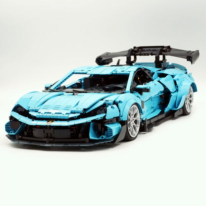 Trilumity Building Block Set: 1:8 Italian Bull | Full-Function RC Sant'Agata Supercar | Uv Sky Blue Custom Edition (3601-Piece)