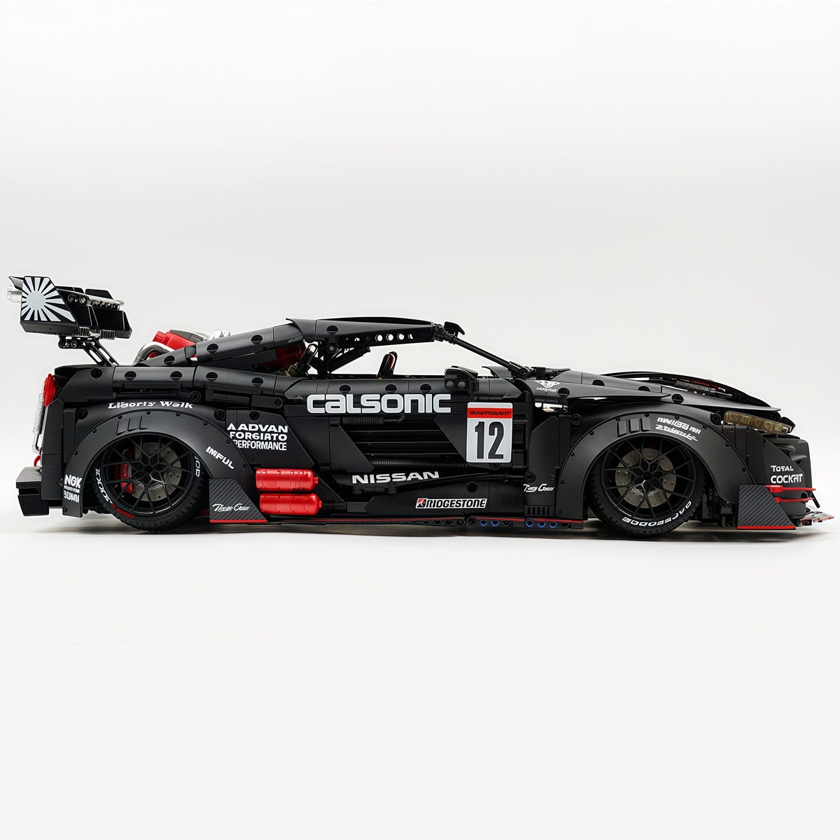 Trilumity Motorized Building Block Set: 1:8 Nissan GTR R35 Widebody Black Warrior Custom Edition | Black Beast | 3939+-Piece