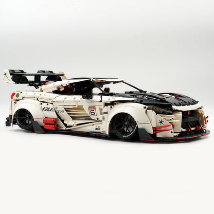 Trilumity Motorized Building Block Set: 1:8 Nissan GT-R R35 Widebody Edition | White Beast | 3939+-Piece