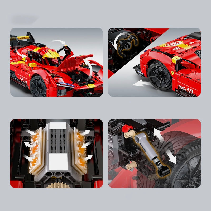 Trilumity Building Block Set: 1: 10 Le Mans Flame Supercar, Racing Aerodynamic Lines (1518-Piece)
