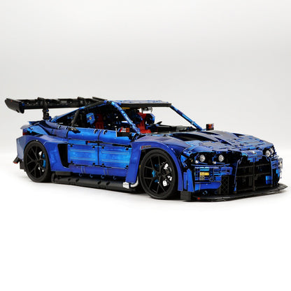 Trilumity Motorized Building Block Set: 1: 8 BMW M4 GT3 Building Set, Fully Detailed Simulation, Electric Sapphire Blue Custom Edition (4556Piece)
