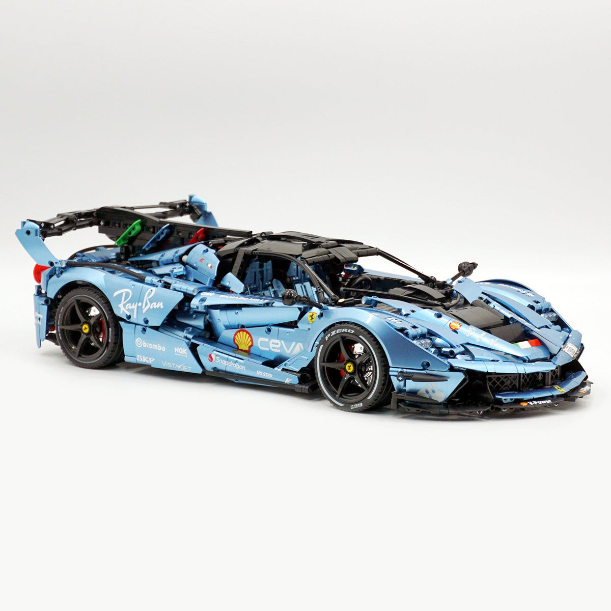 Trilumity Motorized Building Block Set: 1:8 The Ultimate Italian Hybrid Hypercar Evo | Customized Electroplating Tiffany Blue Italian Exotic