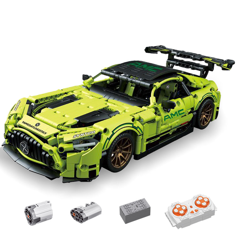 Trilumity Building Block Set: 1: 14 Green Mercedes AMG Gt50, Detailed Reproduction, Cost-effective Choice (1466-Piece)