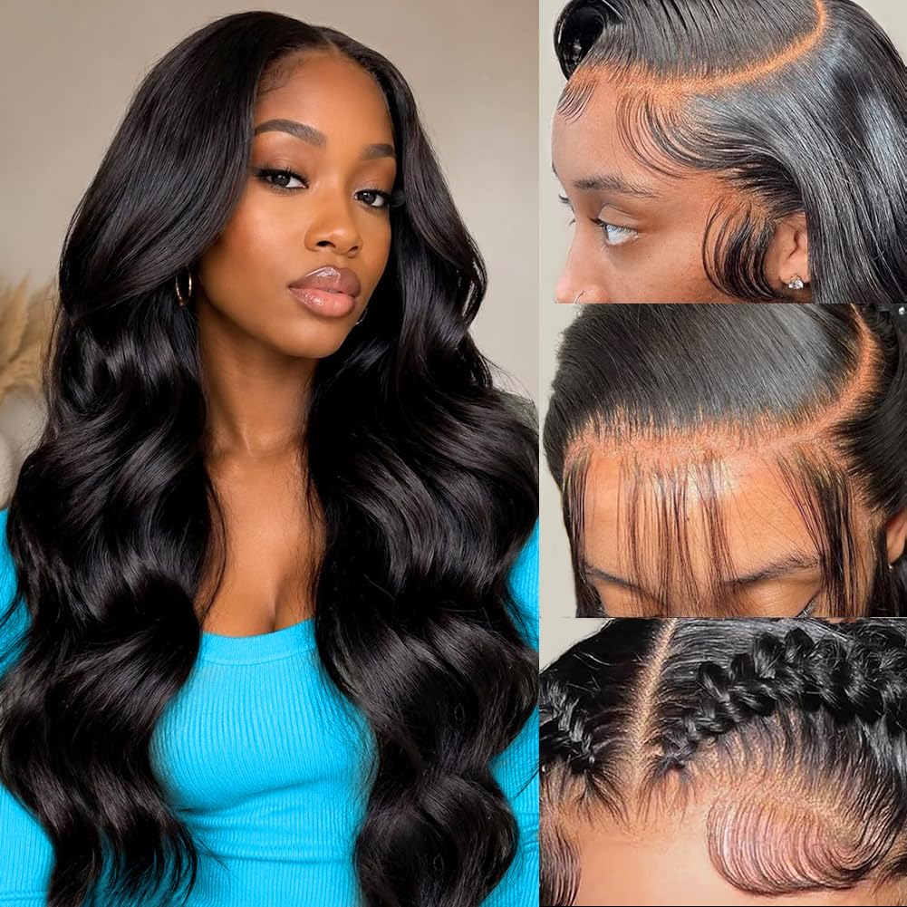 Trilumity 13X6 Front 100% Unprocessed Body Wave Human Hair - Natural Color Hair Replacement Wig