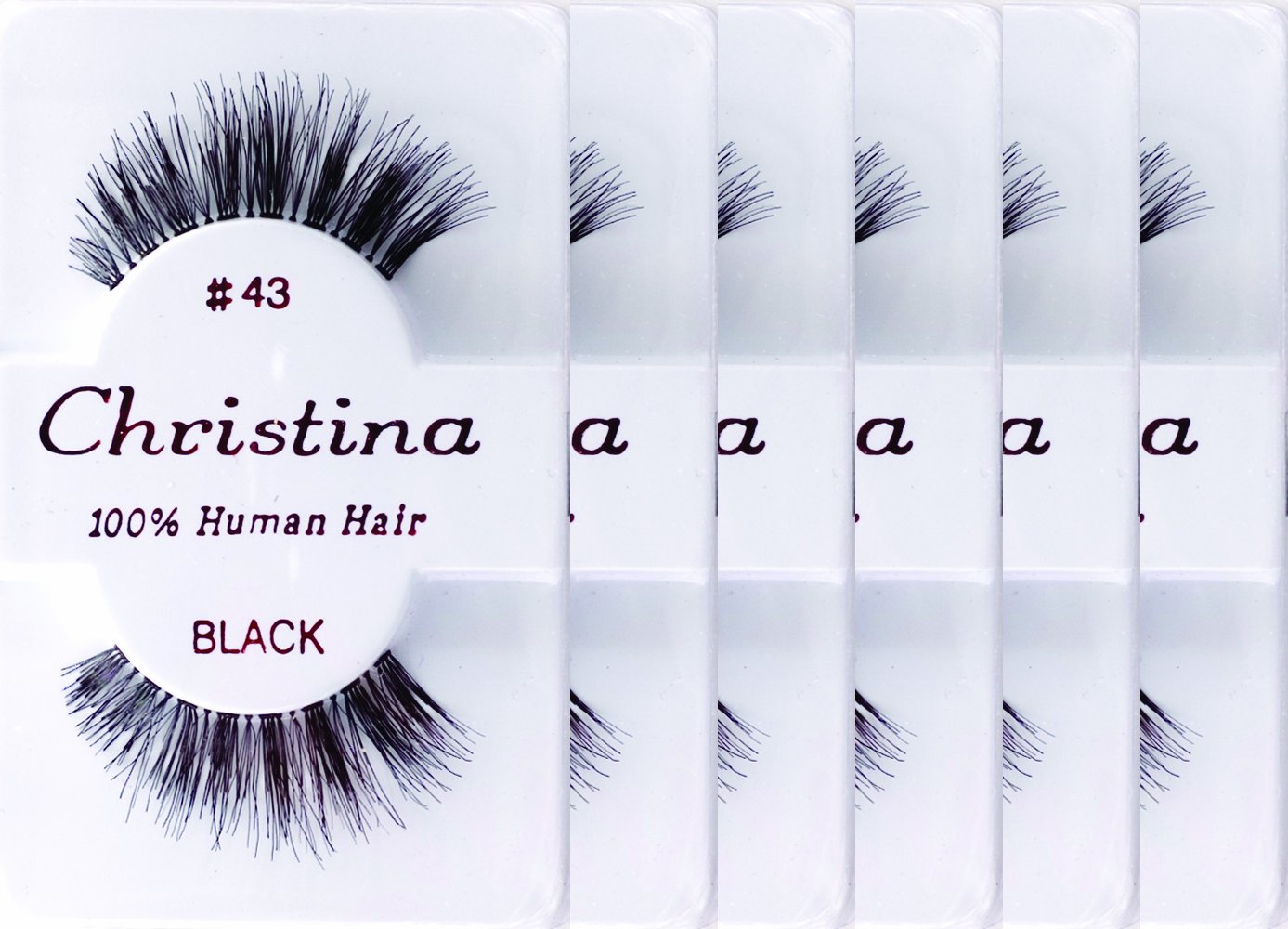 Trilumity 6 Packs #43 Natural Faux Mink Fiber - Black False Lashes