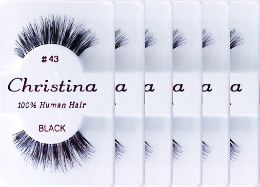 Trilumity 6 Packs #43 Natural Faux Mink Fiber - Black False Lashes
