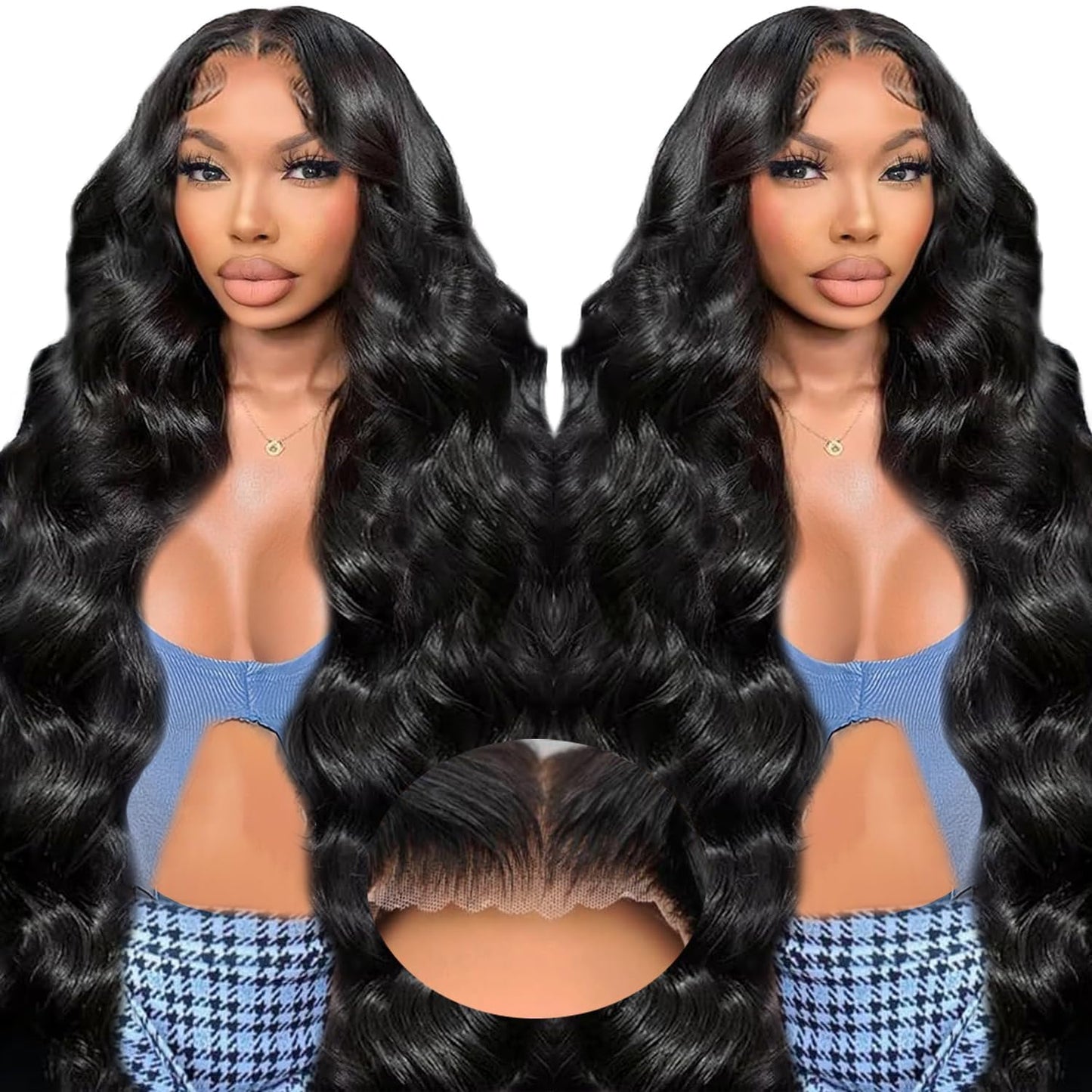 Trilumity Glueless Pre Cut 9X6 Body Wave Human Hair - Natural Black Hair Replacement Wig