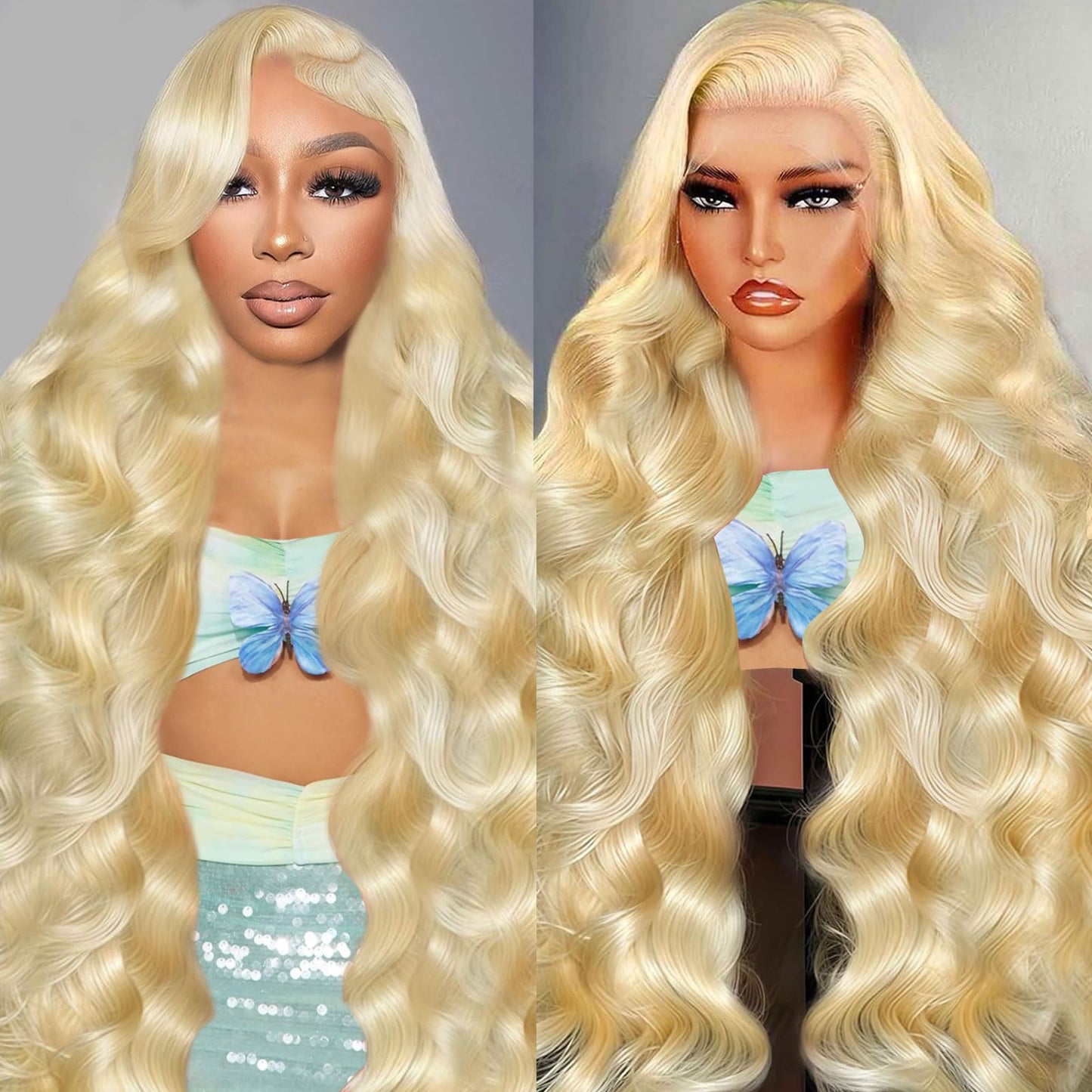 Trilumity 613 200 Density Blonde Body Wave Human Hair - Natural Black Hair Replacement Wig