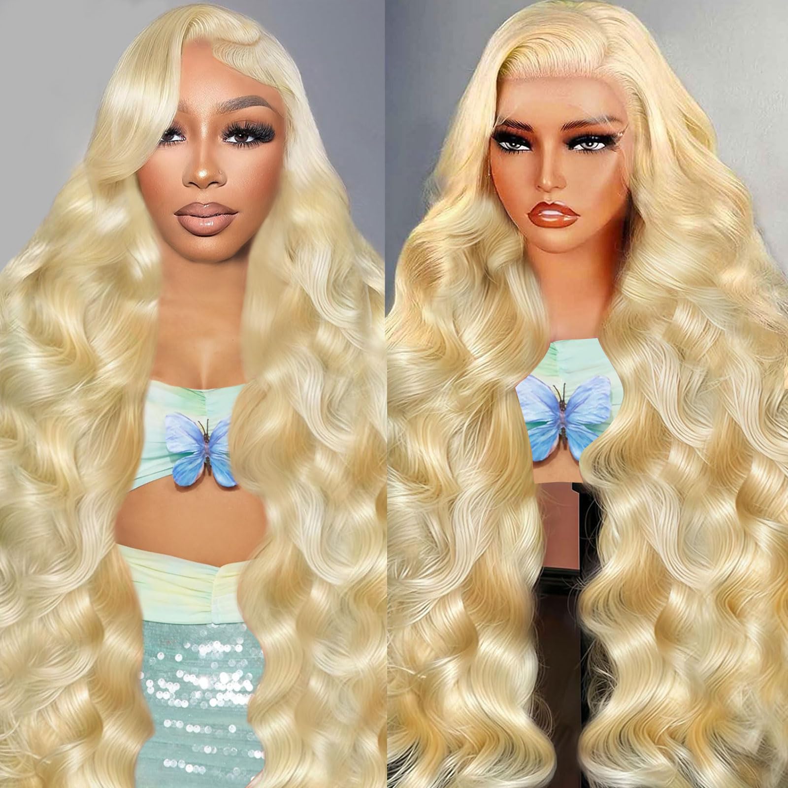 Trilumity 613 200 Density Blonde Body Wave Human Hair - Natural Black Hair Replacement Wig