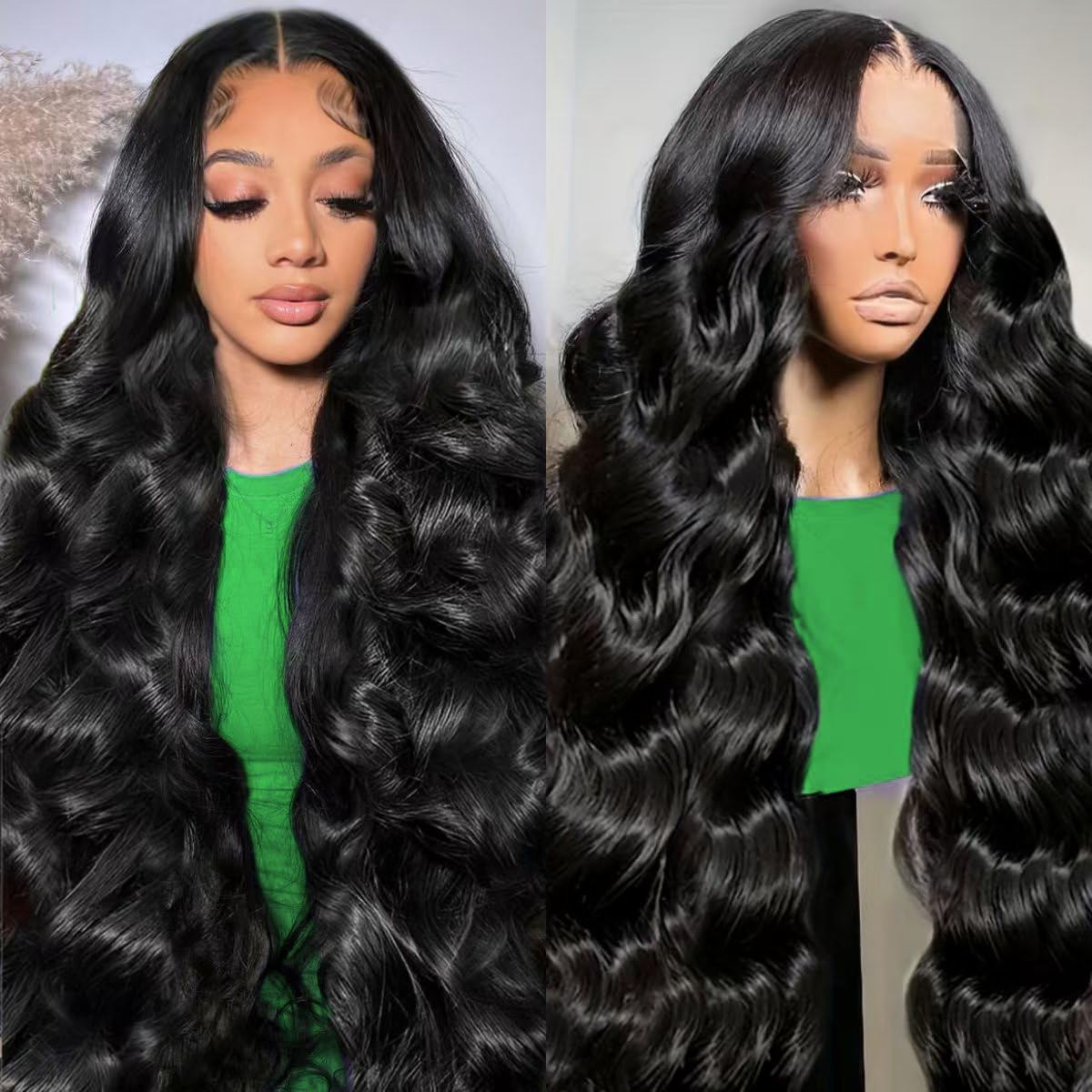 Trilumity 13X6 200 Density 13X6 Body Wave Human Hair - Natural Black Hair Replacement Wig