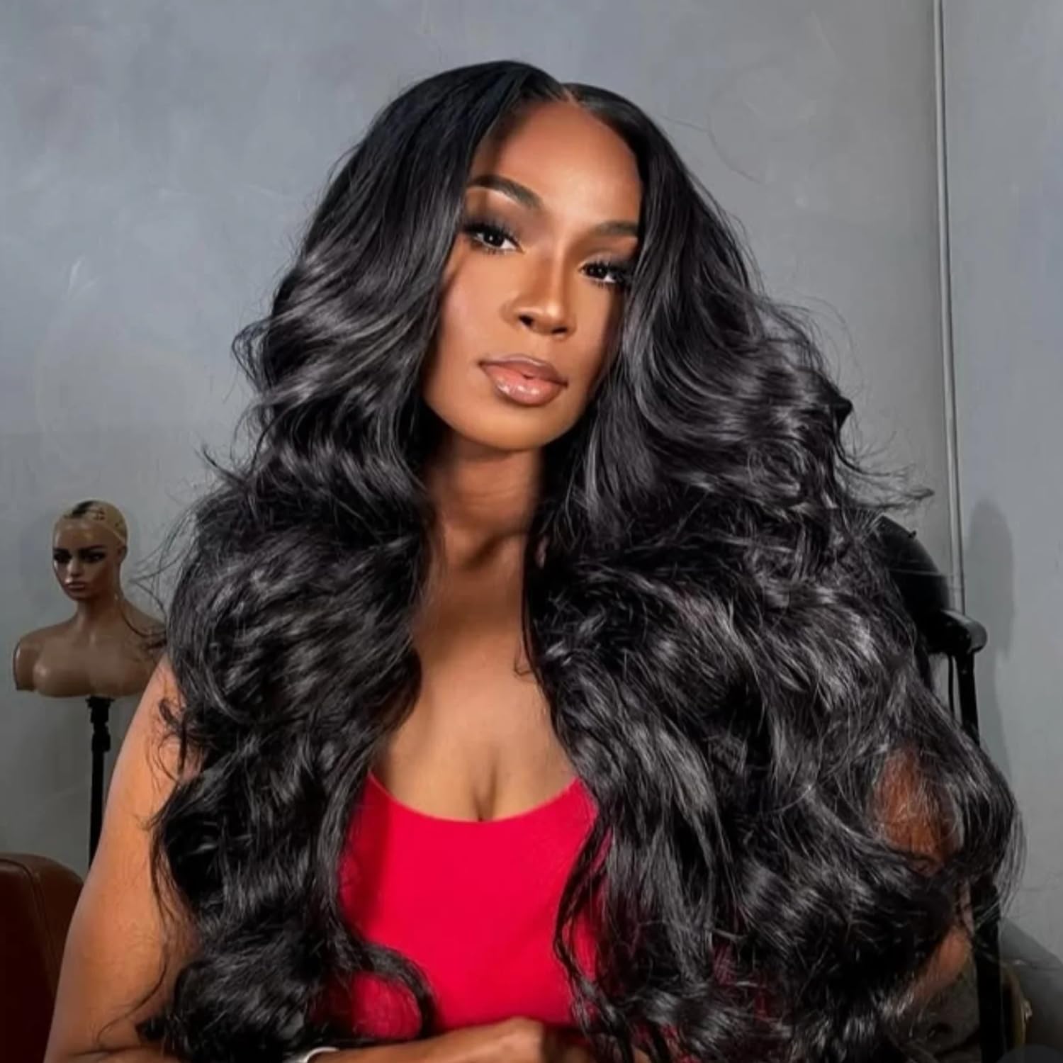 Trilumity Half 3 In 1 Body Wave Human Hair - Natural Black Hair Replacement Wig