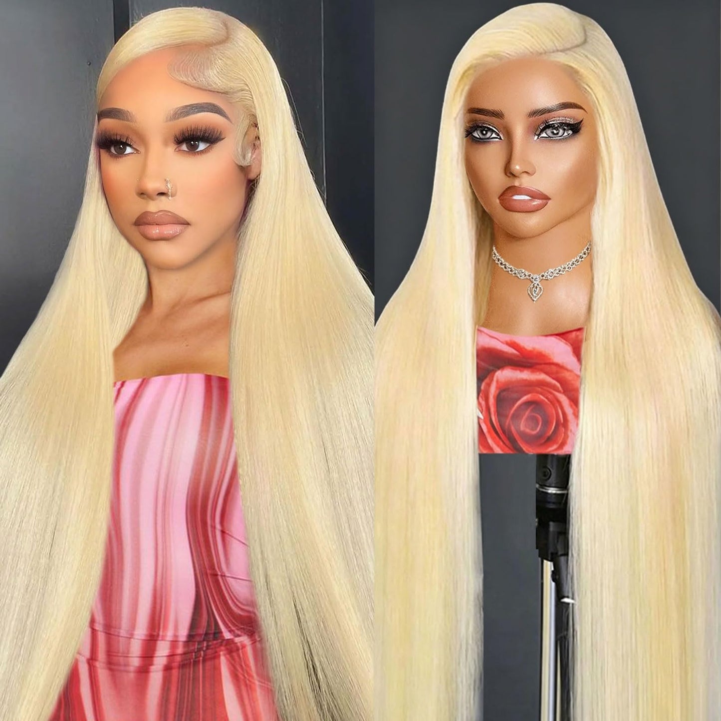 Trilumity 613 200 Density Blonde Straight Human Hair - 613 Blonde Hair Replacement Wig