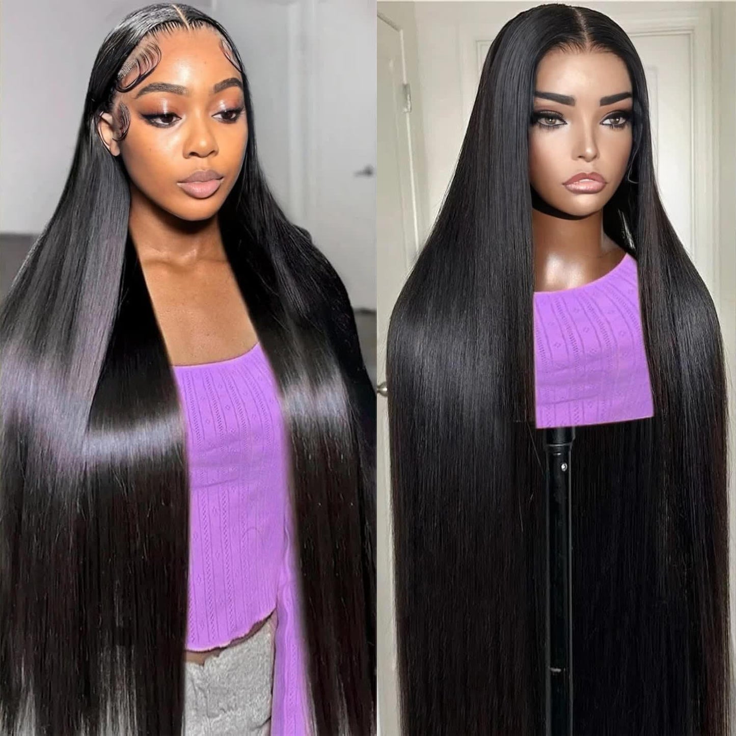 Trilumity Straight 13X6 Pre Cut Straight Human Hair - Natural Black Hair Replacement Wig