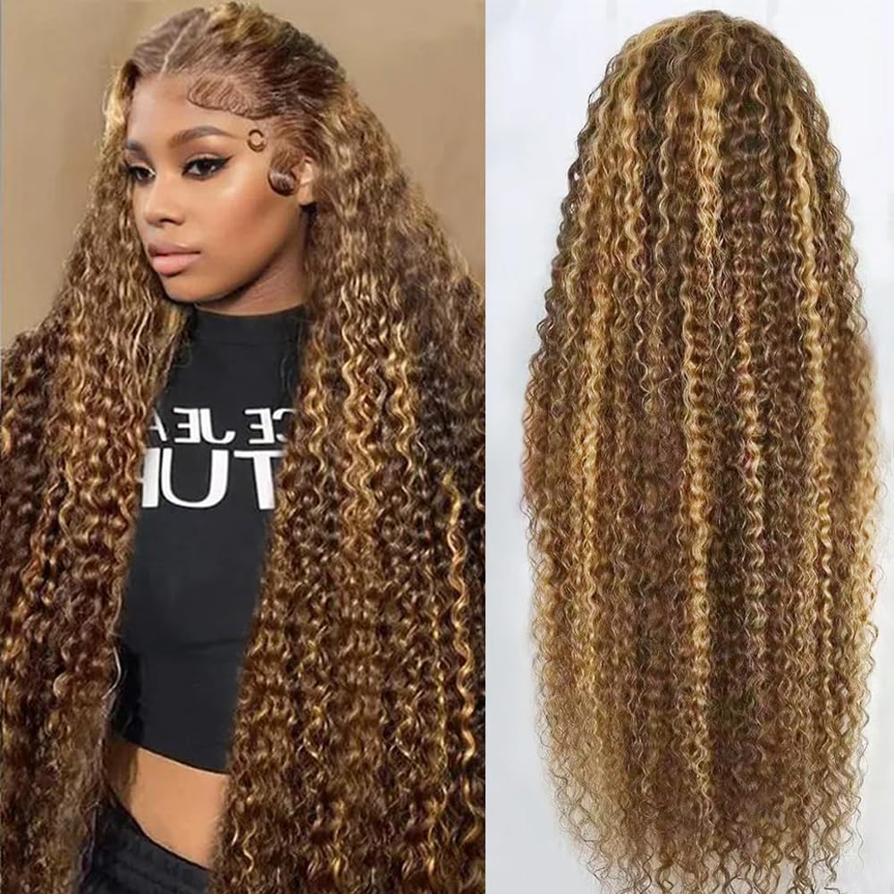 Trilumity Highlight Ombre 13X6 Hd Deep Wave Human Hair - Honey Blonde Hair Replacement Wig