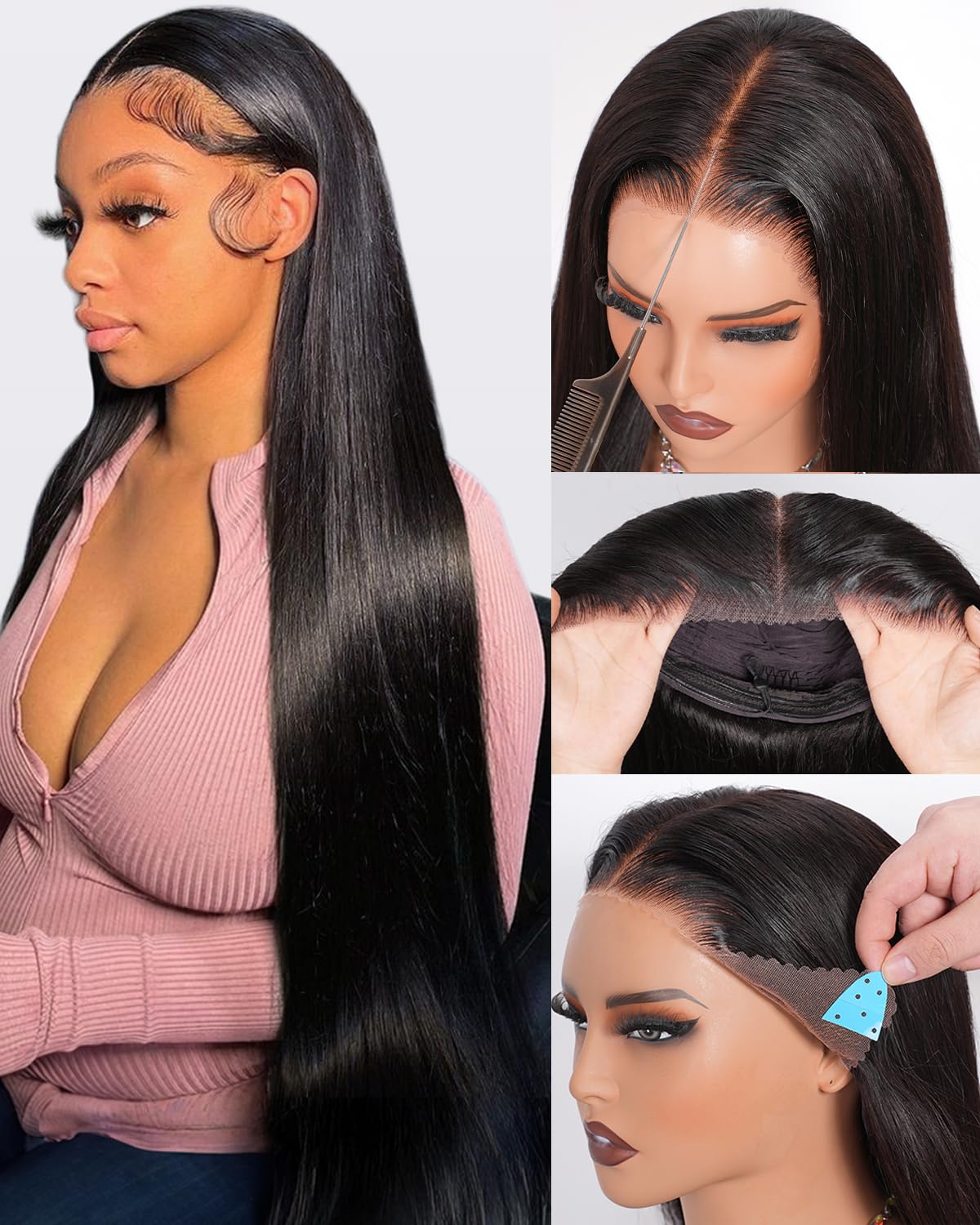 Trilumity 13X6 Straight Glueless Straight 100% Human Hair - Natural Black Hair Replacement Wig