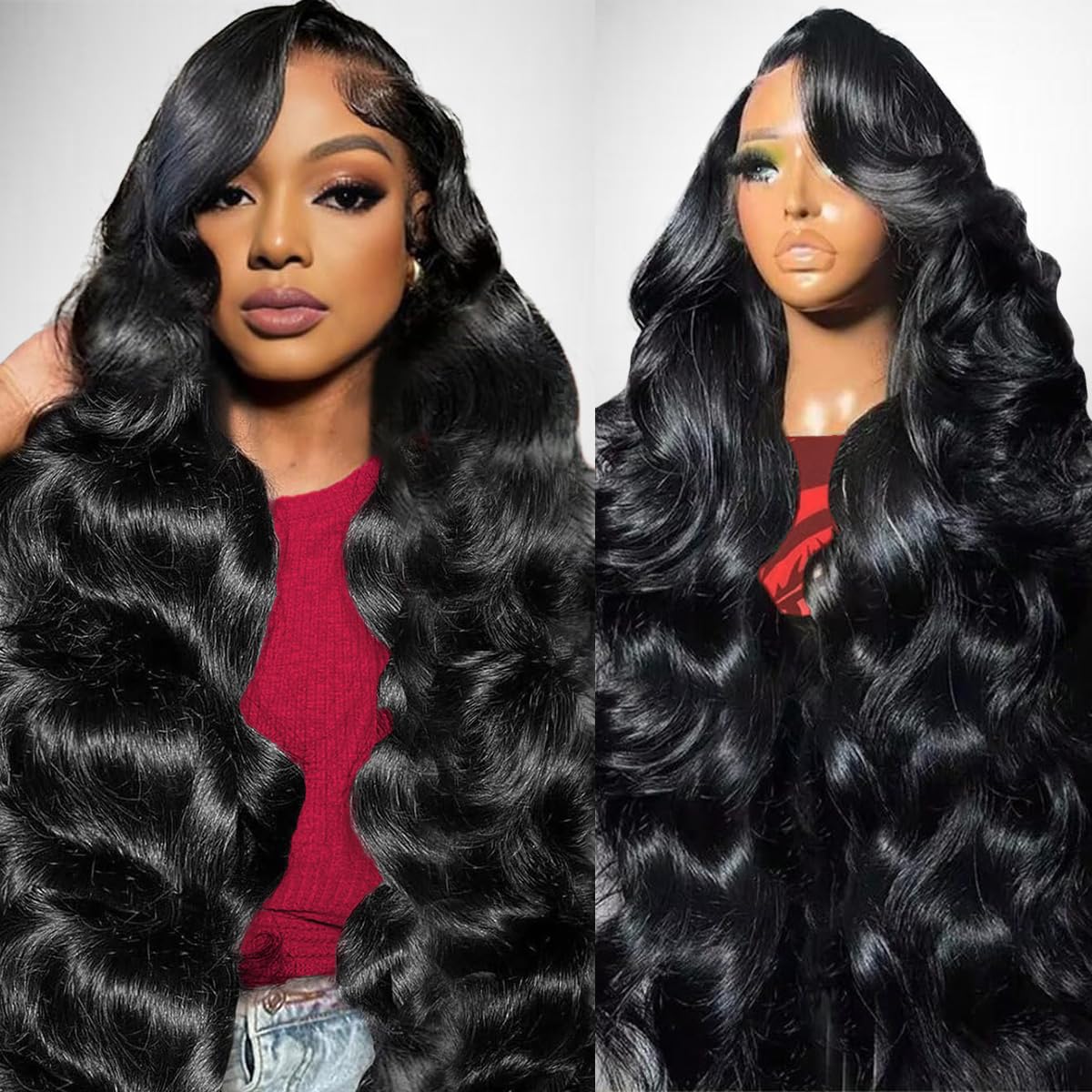 Trilumity 13X6 12A Front 100% Body Wave Human Hair - Natural Black Hair Replacement Wig