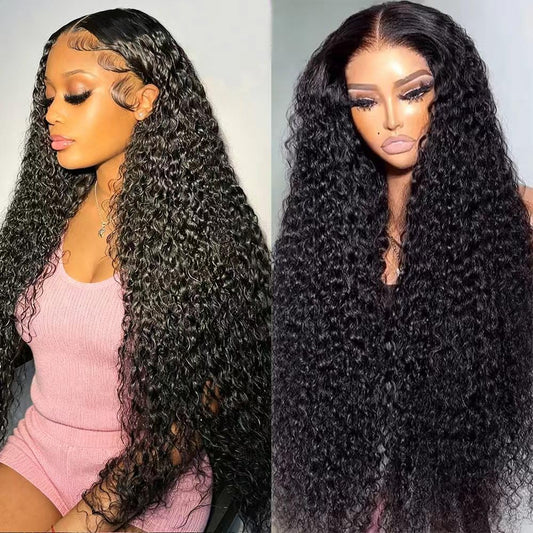 Trilumity Water 13X6 200 Density Water Wave Human Hair - Natural Black Hair Replacement Wig
