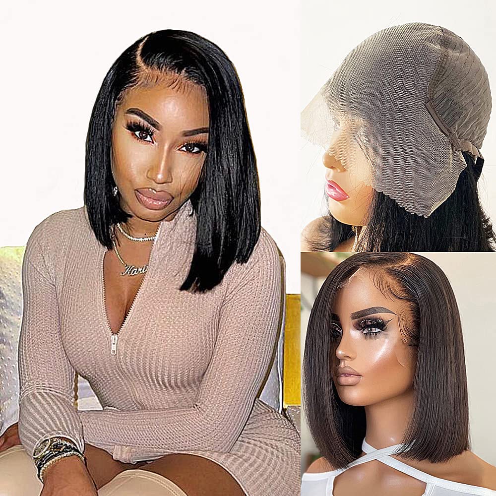 Trilumity Bob 13X6 Front Straight Straight Human Hair - Natural Black Hair Replacement Wig