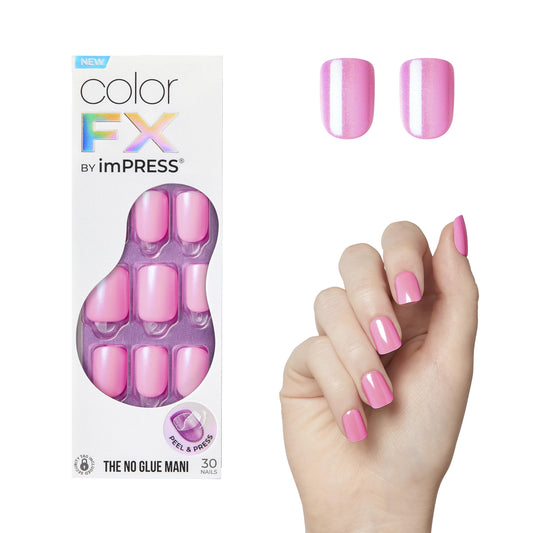 Trilumity Premium No Glue Mani Color Short Squoval Gel Reusable Set - Pink Press On Nails