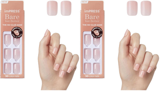 Trilumity No Glue Mani Press Short Squoval Soft Gel - Pink Press On Nails