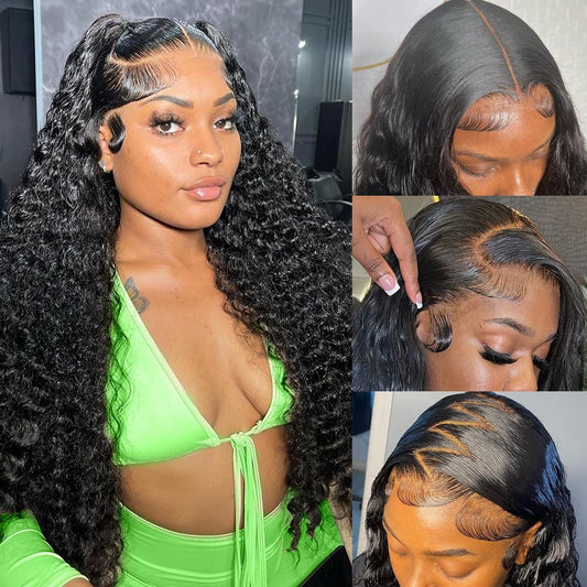 Trilumity Glueless For Deep Wave Human Hair - Natural Black Hair Replacement Wig