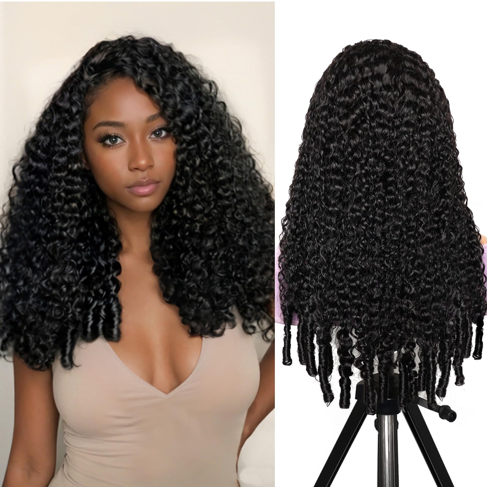 Trilumity Half Burmese Curl For Curly Human Hair - Natural Color Hair Replacement Wig