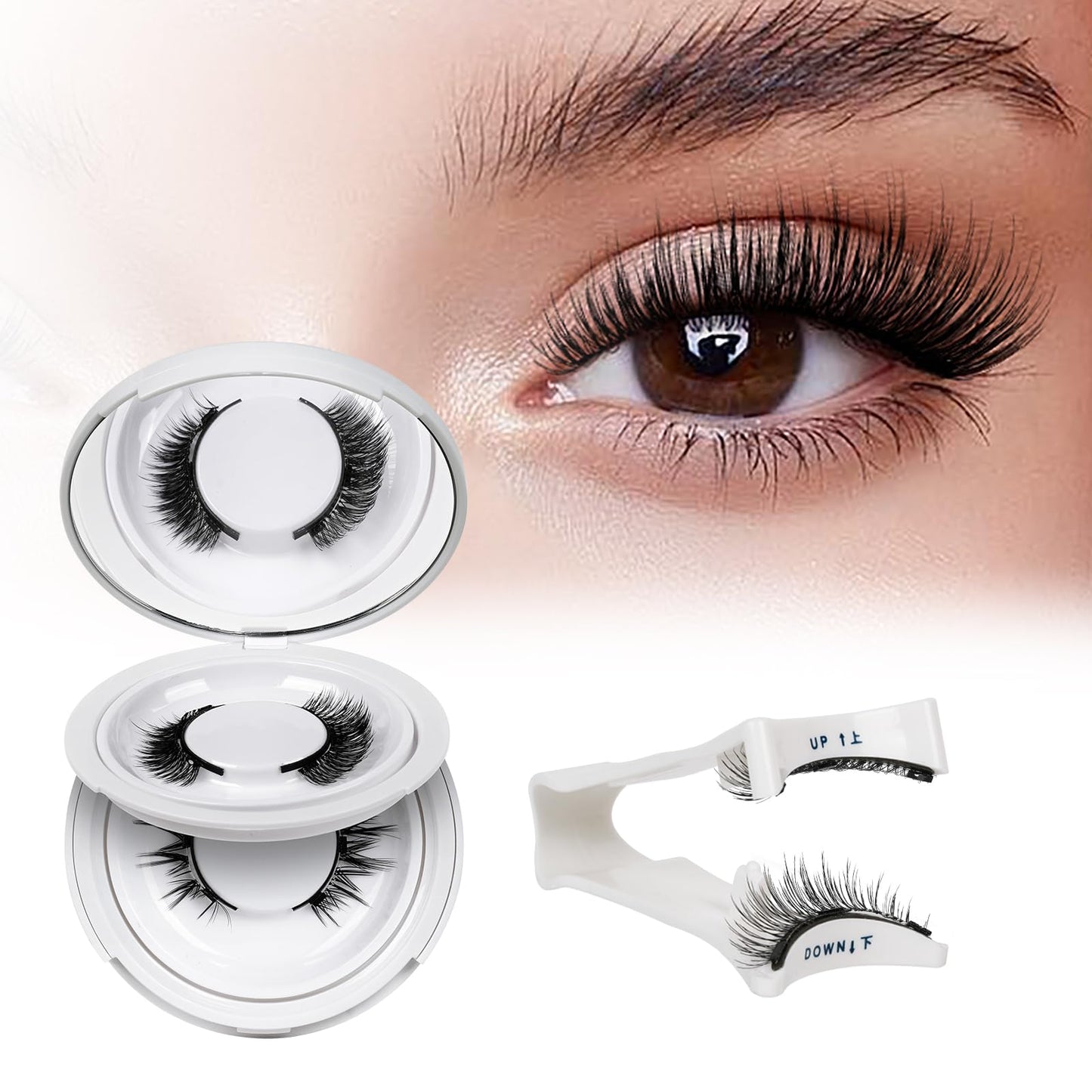 Trilumity Magnetic 2 Pair Reusable Cat Eye Faux Mink Fiber - Black False Lashes