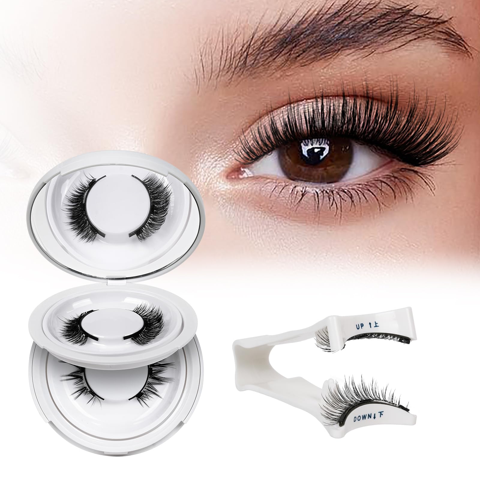 Trilumity Magnetic 2 Pair Reusable Cat Eye Faux Mink Fiber - Black False Lashes