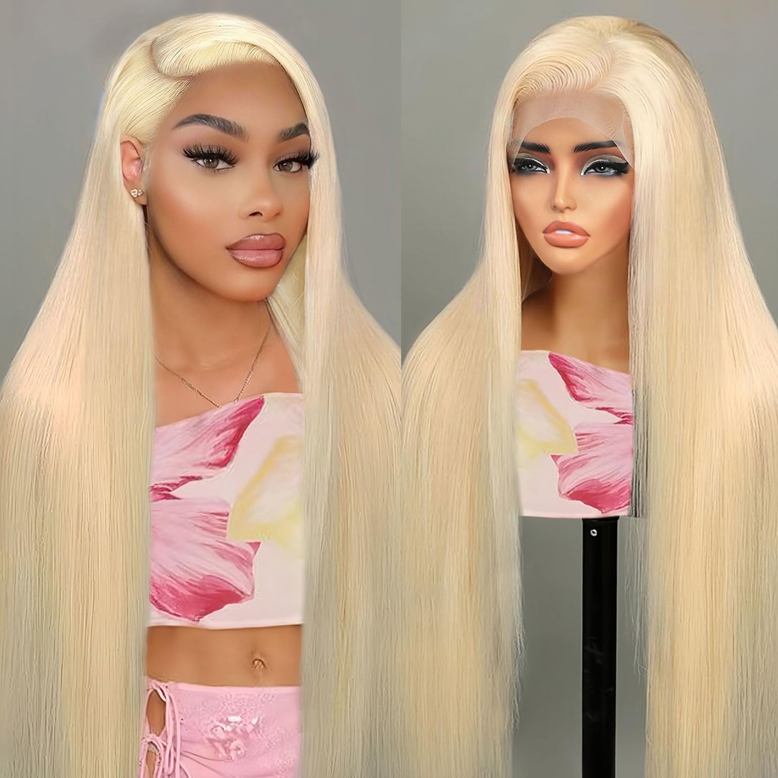 Trilumity 613 13X6 Blonde 200 Straight Human Hair - Natural Black Hair Replacement Wig