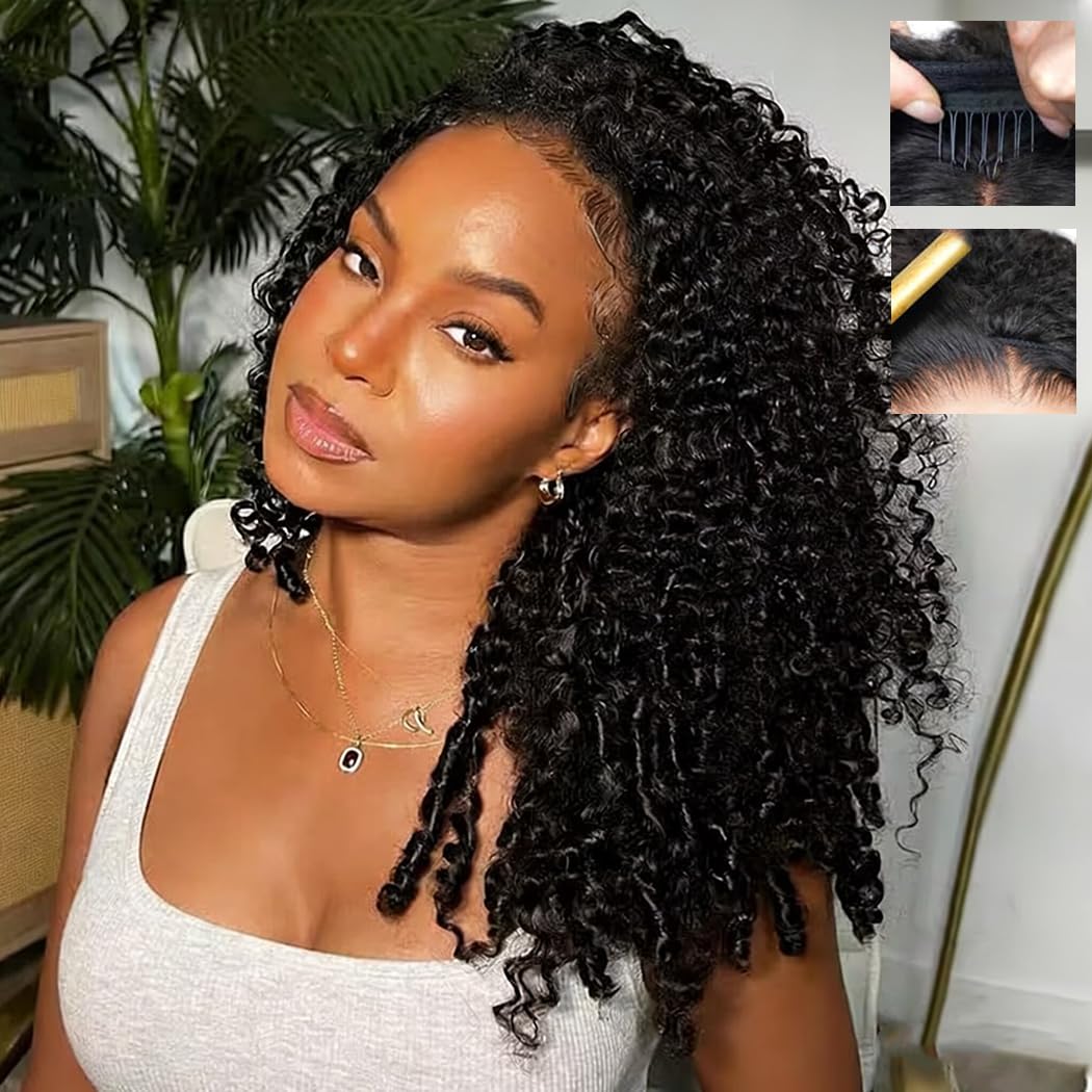 Trilumity Burmese Half For Women Curly Human Hair - Natural Black Hair Replacement Wig