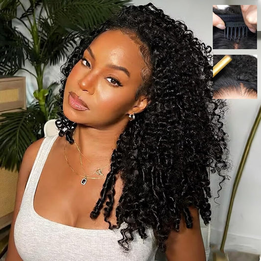 Trilumity Burmese Half For Women Curly Human Hair - Natural Black Hair Replacement Wig