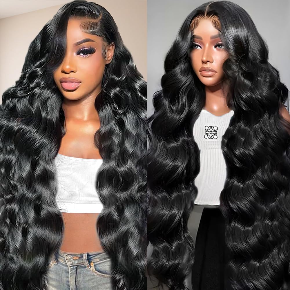 Trilumity Real 200 Density 13X6 Body Wave Human Hair - Natural Black Hair Replacement Wig