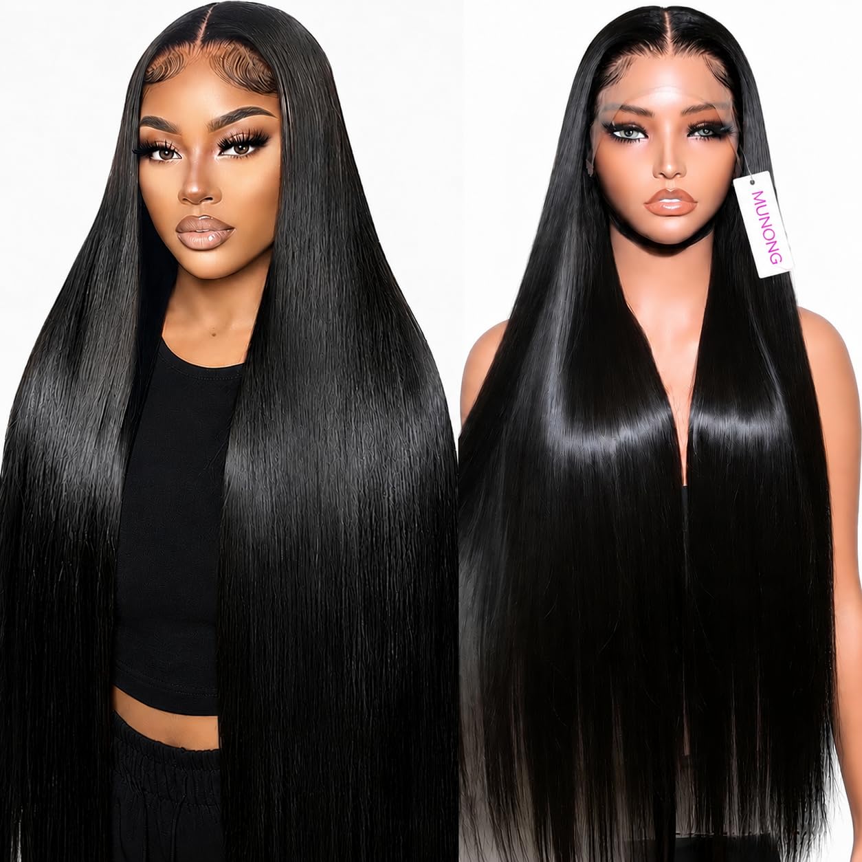 Trilumity 13X6 Straight With Straight Human Hair - Natural Black Hair Replacement Wig