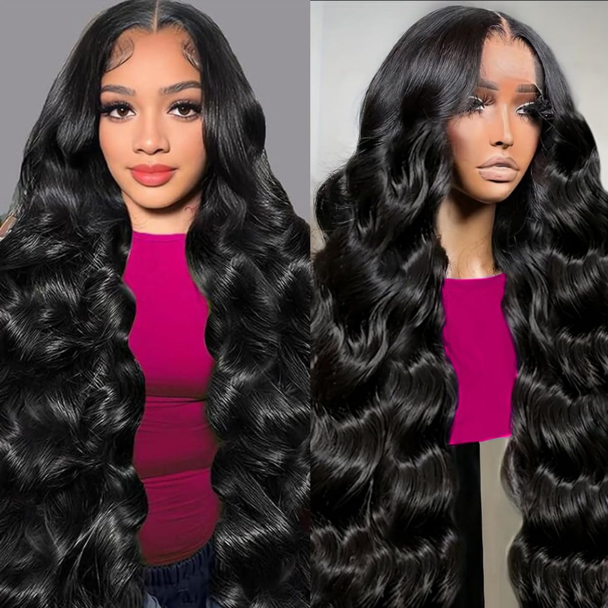 Trilumity 220 Density 13X6 Front Body Wave 100% Human Hair - Natural Black Hair Replacement Wig