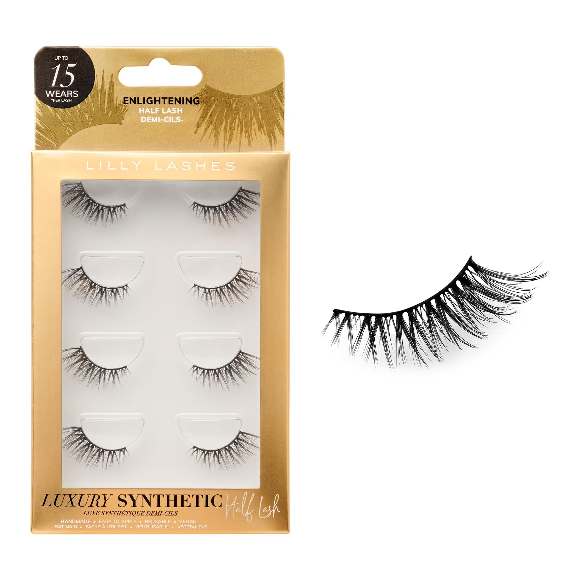 Trilumity Luxury Synthetic Half Wispy Faux Mink Fiber - Black False Lashes