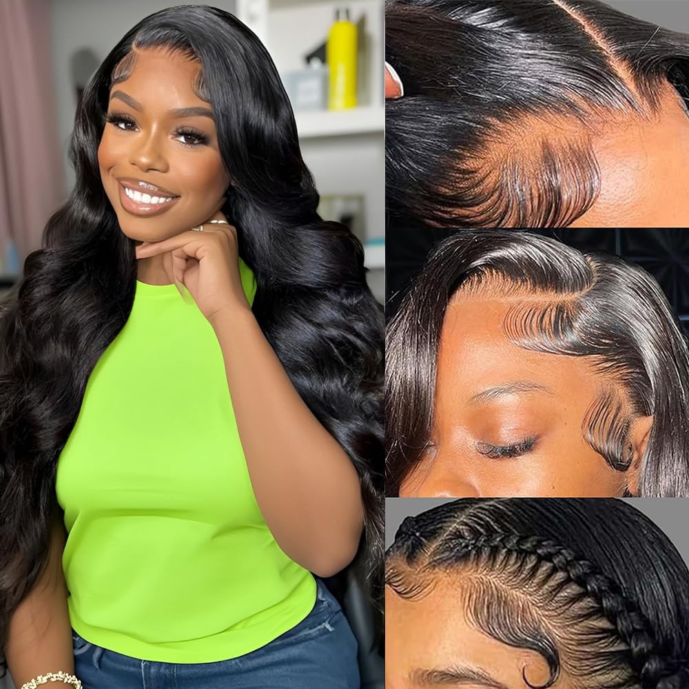 Trilumity 13X6 Real Transparent Body Wave Human Hair - Natural Black Hair Replacement Wig