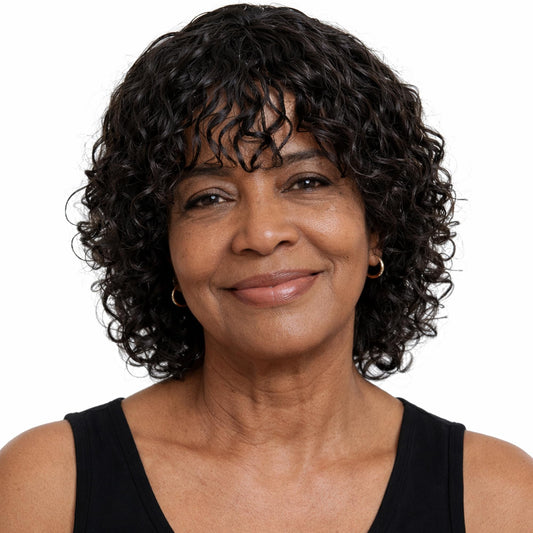 Trilumity Glueless Short Water With Water Wave Human Hair - Natural Black Hair Replacement Wig