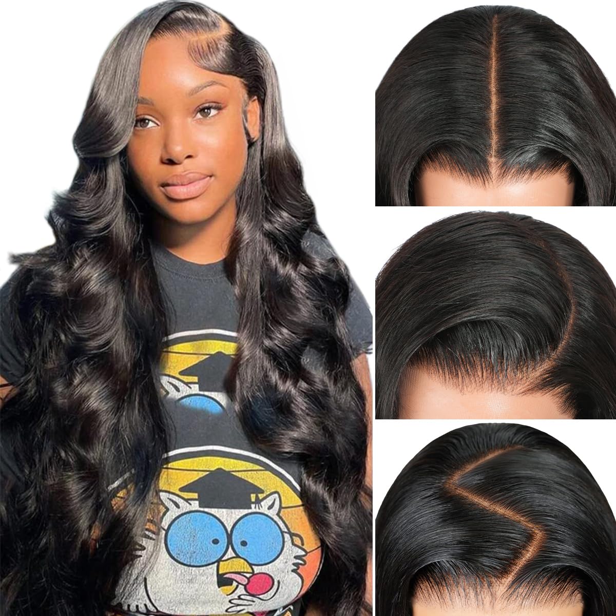 Trilumity 13X6 Hd Transparent Body Wave Human Hair - Natural Black Hair Replacement Wig