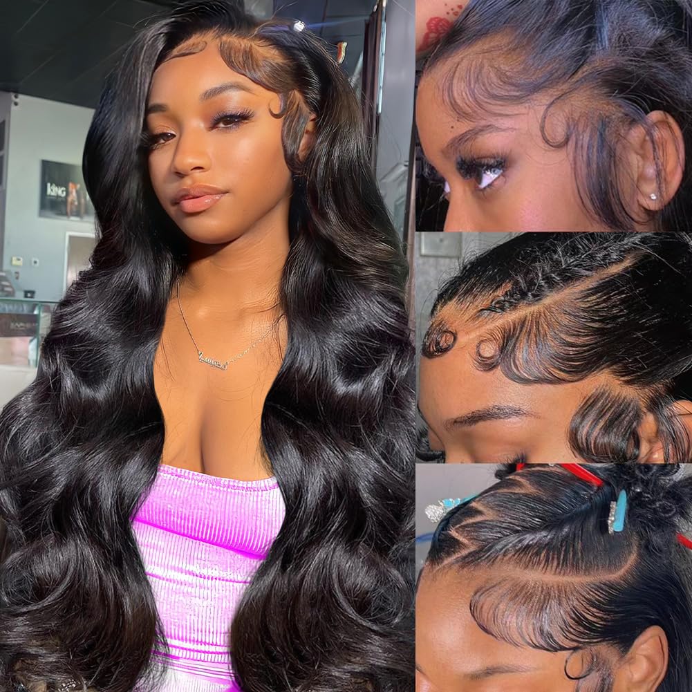 Trilumity 13X6 Front Glueless 100% Body Wave Human Hair - Natural Black Hair Replacement Wig
