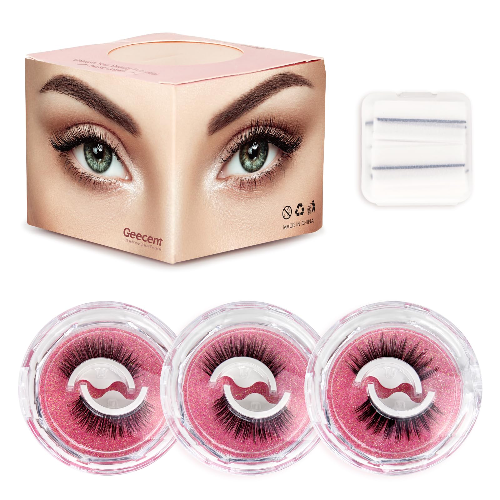 Trilumity Self Adhesive Reusable No Wispy Faux Mink Fiber - Black False Lashes
