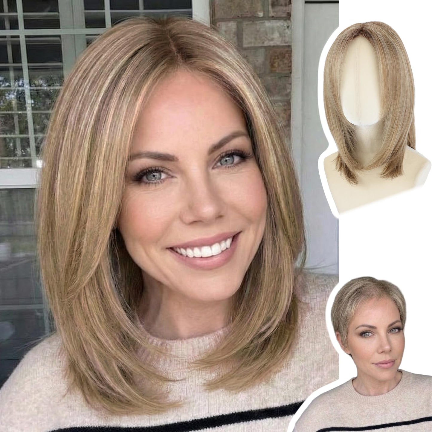 Trilumity Blonde Mono Top Straight 100% Human Hair - Natural Black Hair Replacement Wig