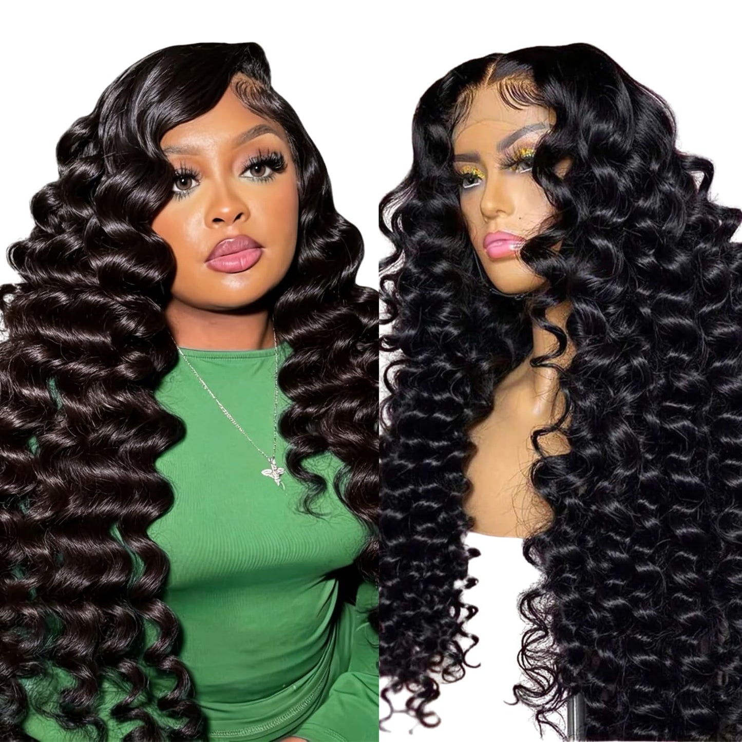 Trilumity 13X4 Glueless With Deep Wave Human Hair - Natural Black Hair Replacement Wig