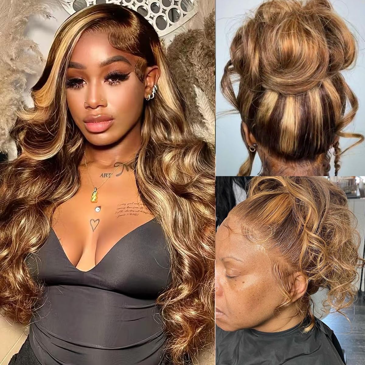 Trilumity 360 Full Lace Deep Wave Human Hair - Honey Blonde Hair Replacement Wig