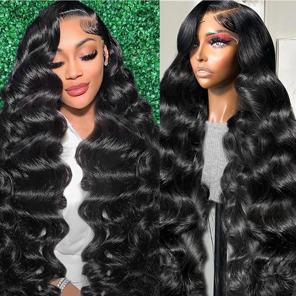 Trilumity 200 Density 13X6 Glueless Body Wave Human Hair - Natural Black Hair Replacement Wig
