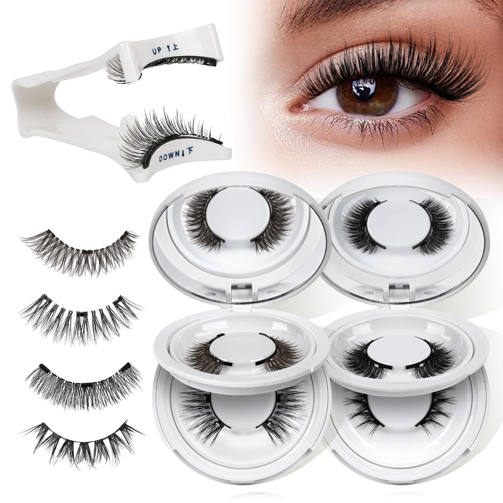 Trilumity Magnetic 4 Pair Reusable Wispy Faux Mink Fiber - Black False Lashes