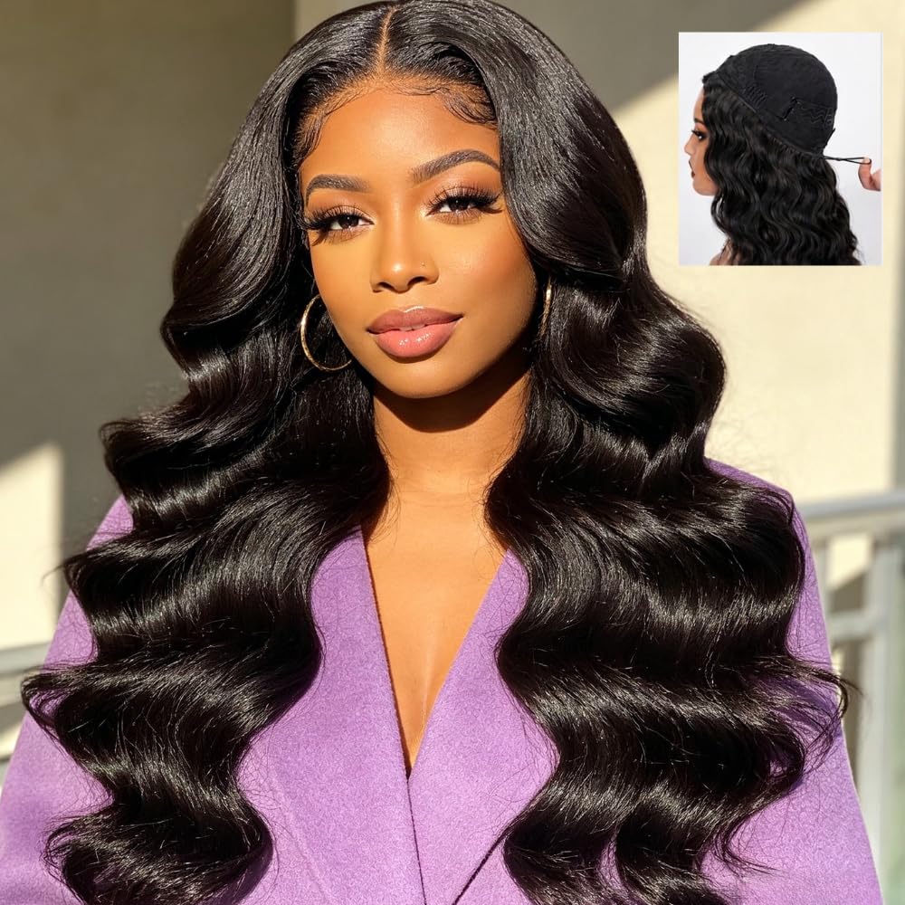 Trilumity Half 3 In 1 Body Wave Human Hair - Natural Black Hair Replacement Wig