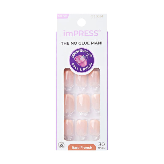 Trilumity No Glue Mani Heroic Short Squoval Gel - Bare French Press On Nails
