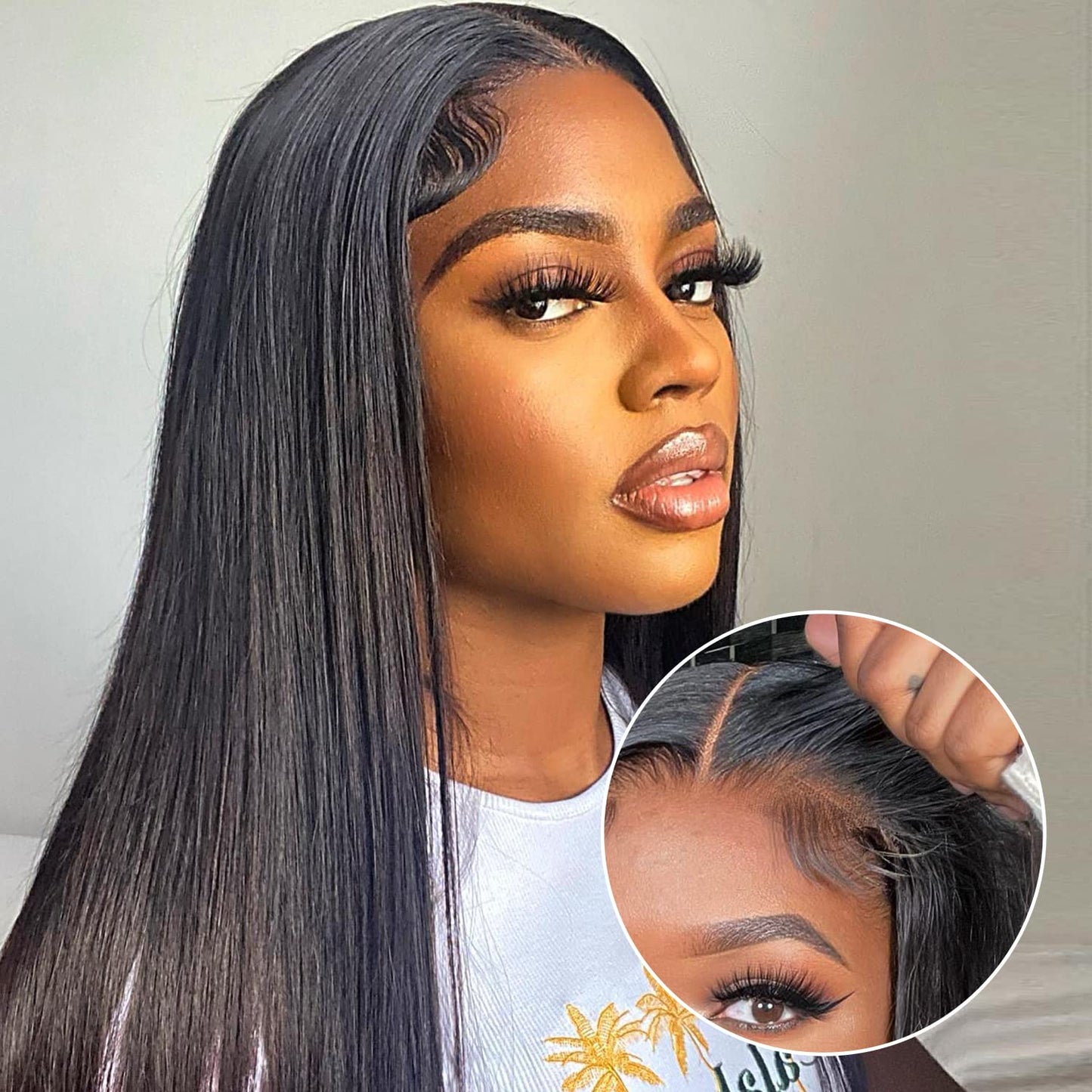 Trilumity Real Wear And Go Straight 100% Human Hair - Natural Black Hair Replacement Wig