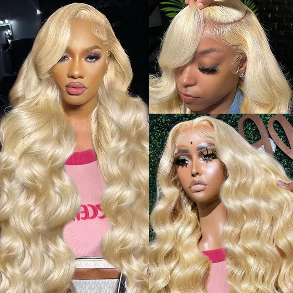 Trilumity 613 13X6 Blonde Body Wave Human Hair - Natural Black Hair Replacement Wig